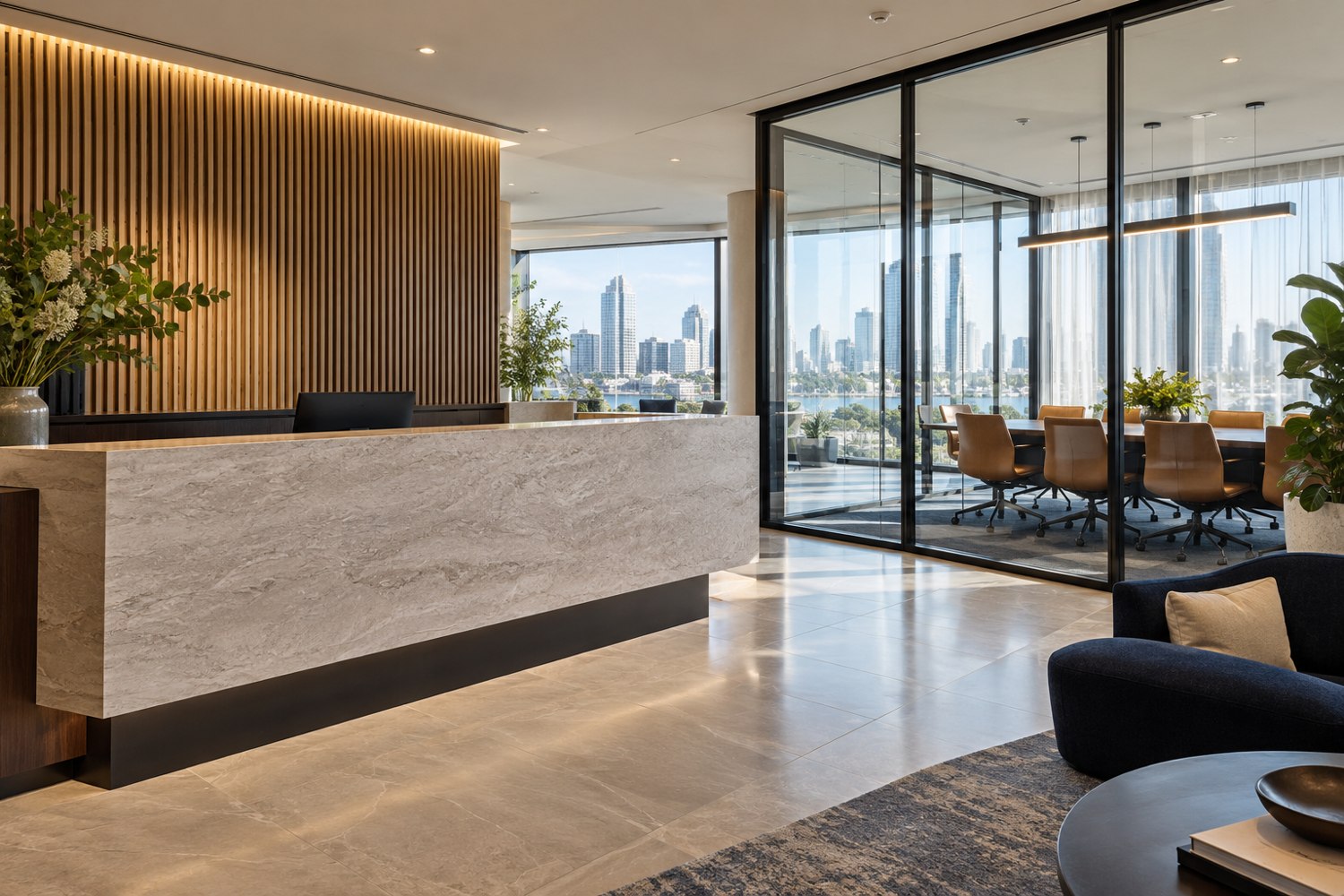 Modern office reception and meeting space