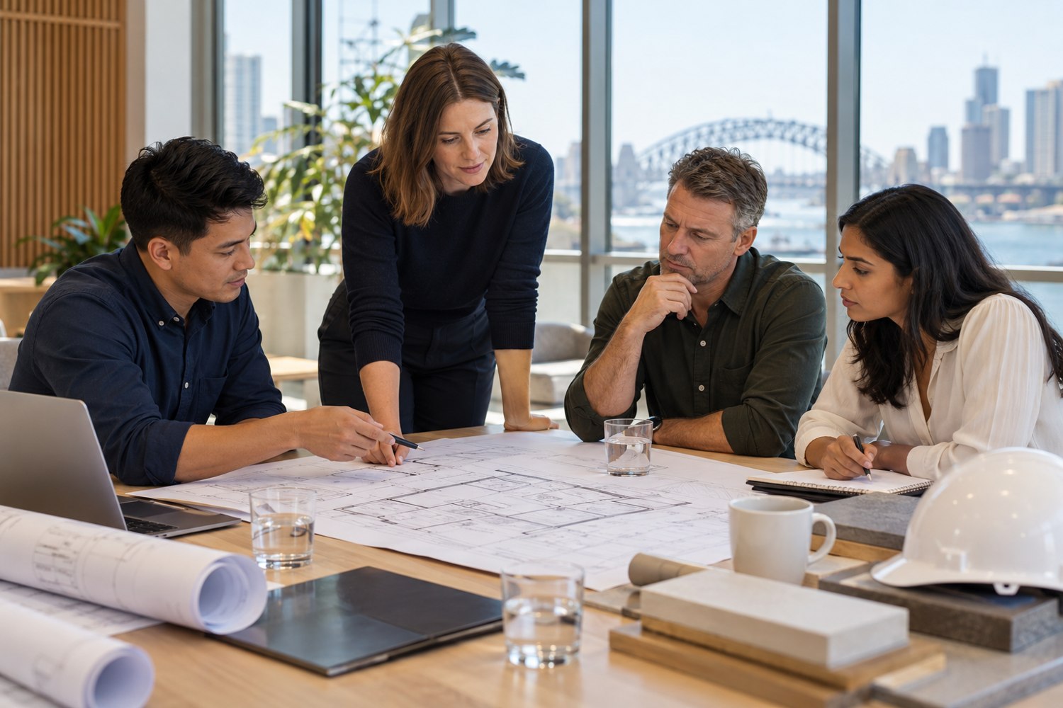 Committee reviewing a property plan