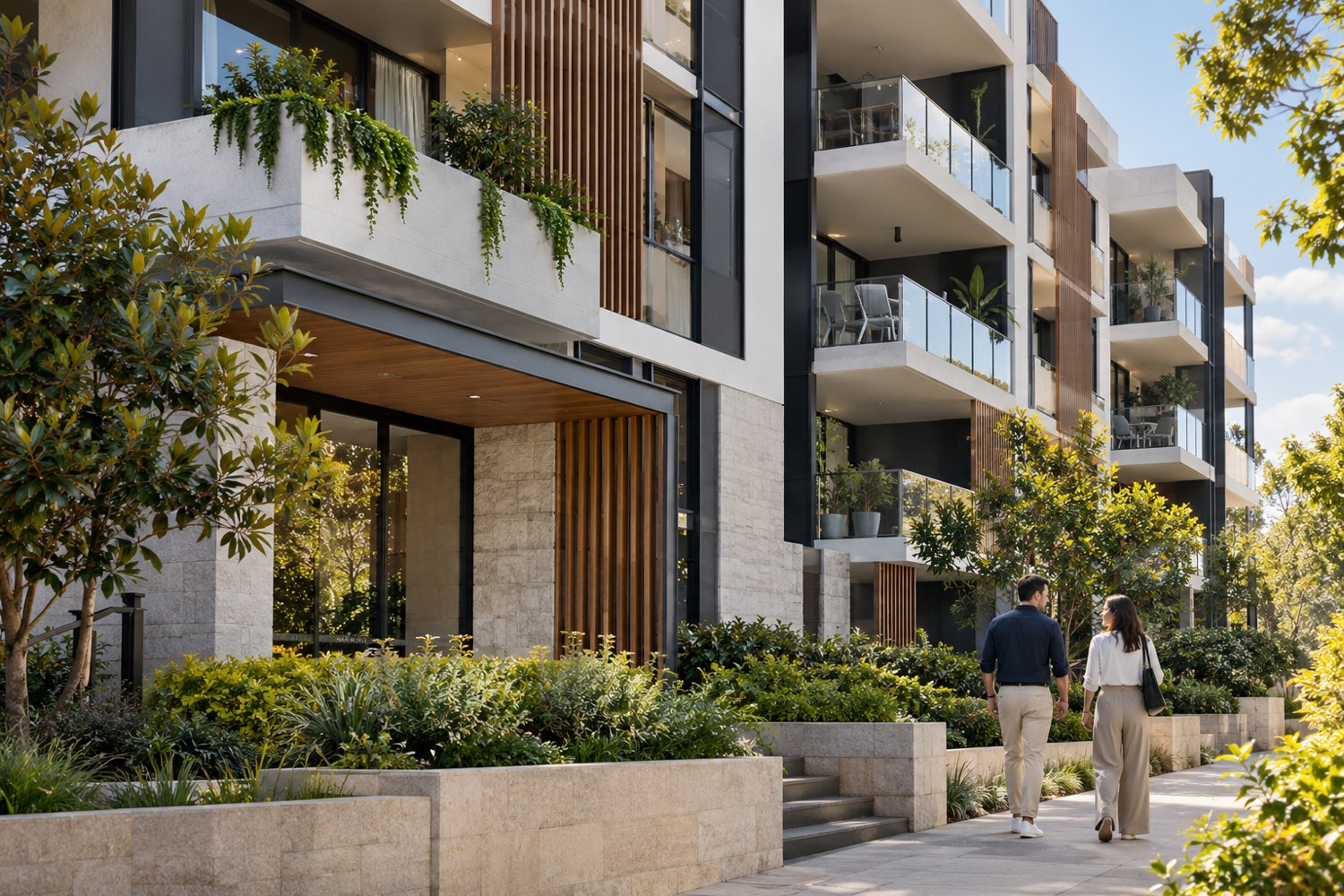 Residential apartments with landscaped common property